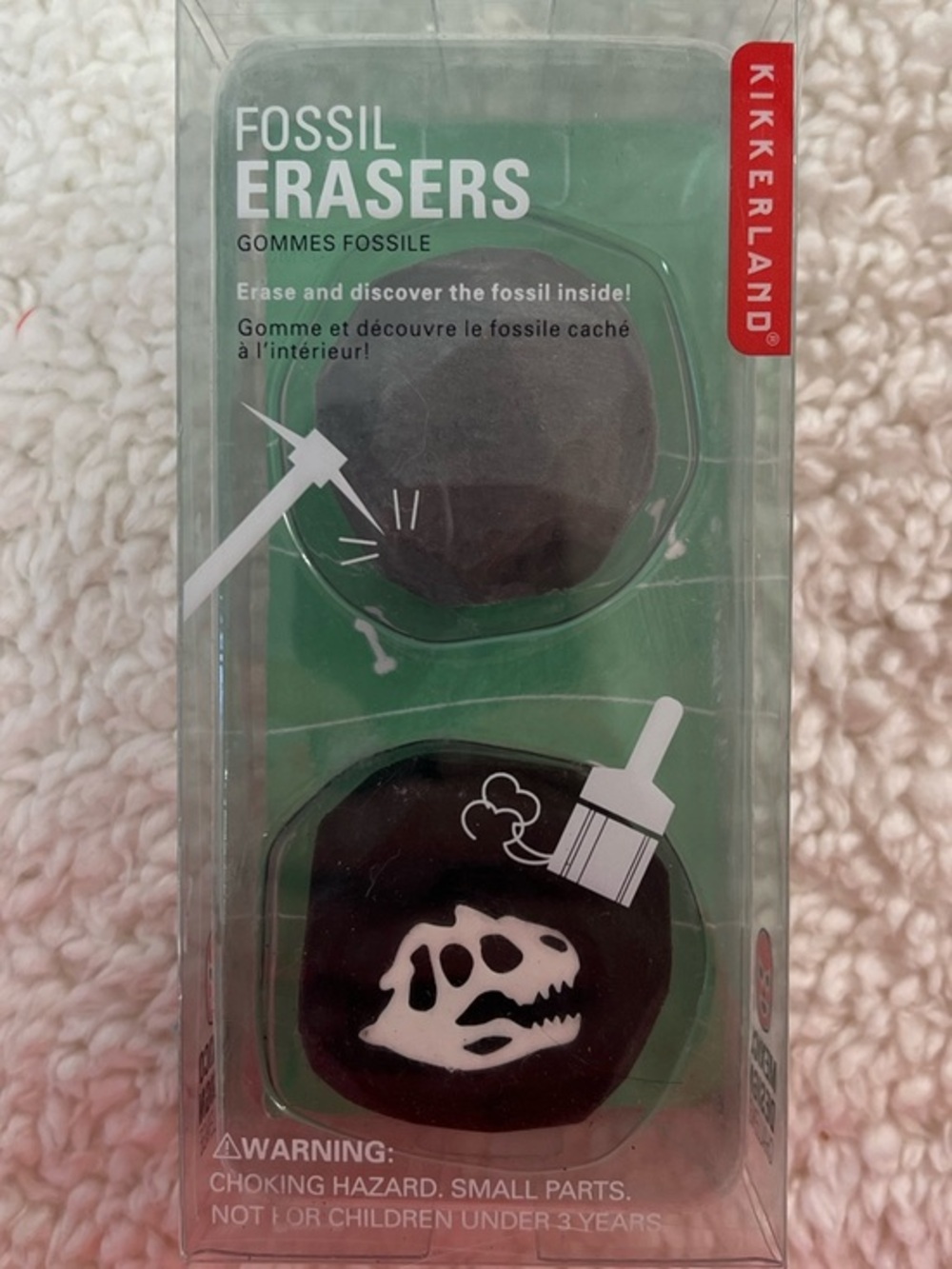 Kikkerland Art Educational Black Fossil Eraser Set of 2